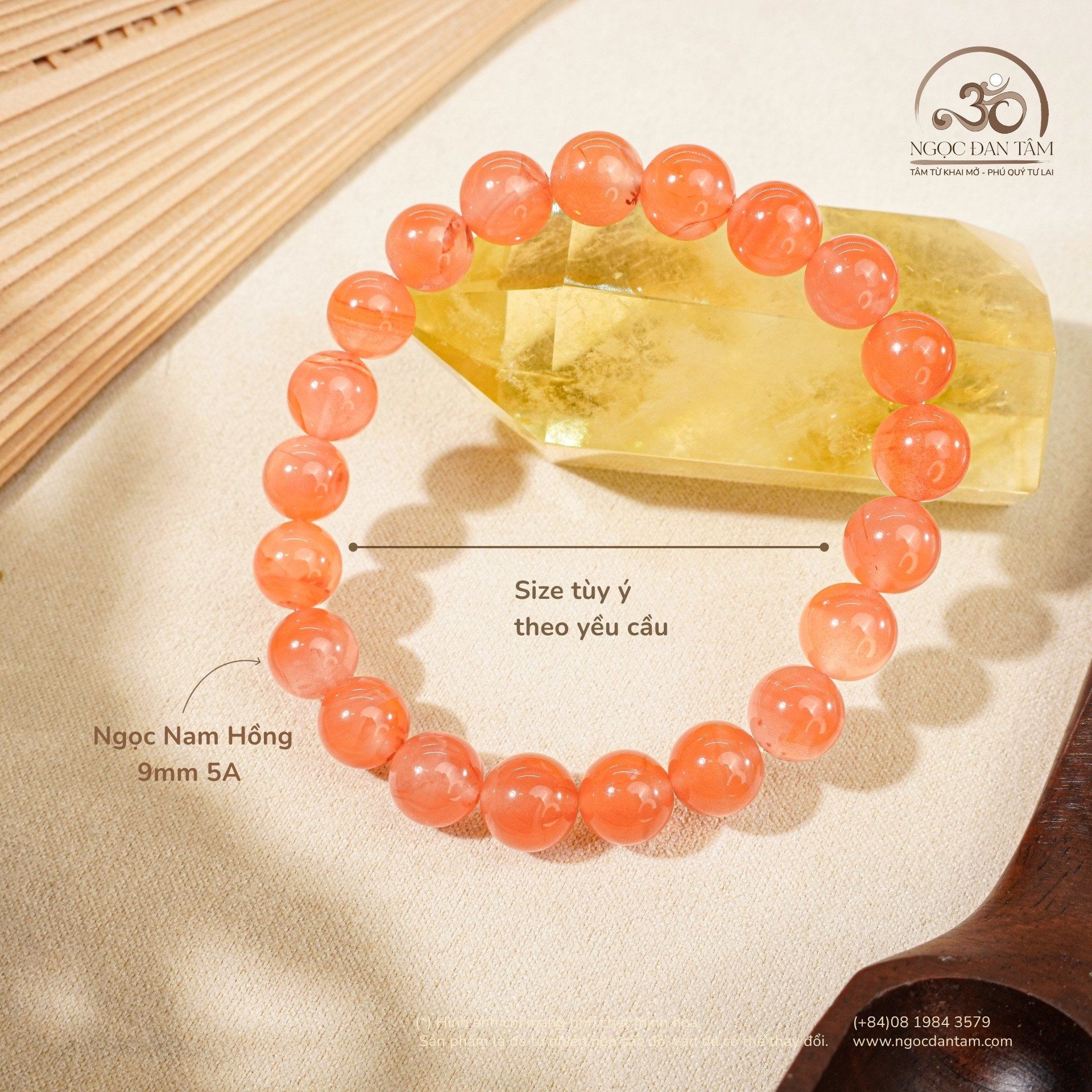  Vòng Tay Ngọc Nam Hồng 9mm 5A 