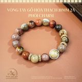 Vòng Tay Đá Gỗ Hóa Thạch 10mm 2A Phối Charm 