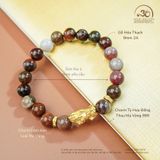 Vòng Tay Gỗ Hóa Thạch 8mm 2A Phối Charm Tỳ Hưu 