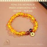  Vòng Tay Hổ Phách Phối Charm Đồng Tiền (50 Hạt -  5gram) 