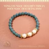  Vòng Tay Ngọc Hòa Điền Phối 7mm 2A Ngọc Trai Trắng 8mm 