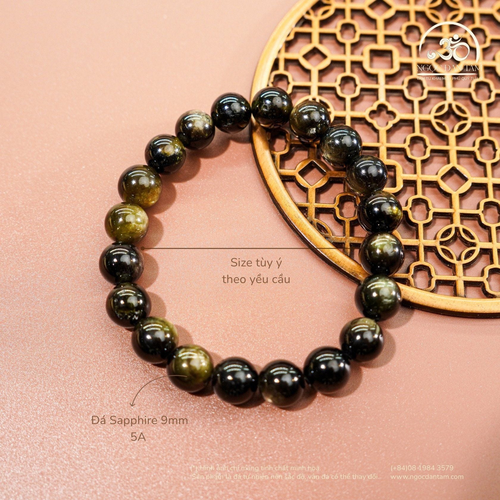  Vòng Tay Đá Sapphire Ánh Titan 9mm 5A 