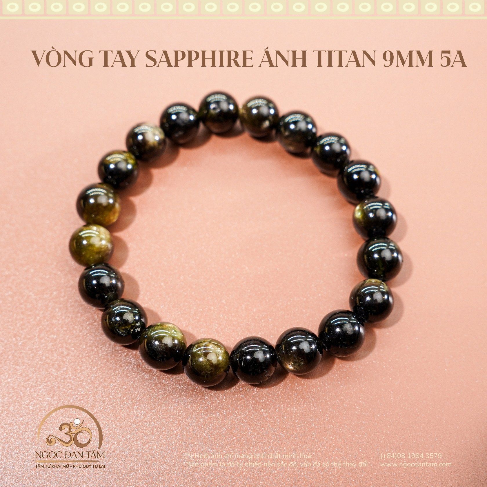  Vòng Tay Đá Sapphire Ánh Titan 9mm 5A 