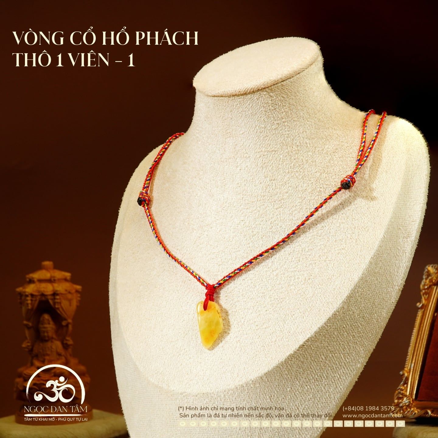  Vòng cổ Hổ Phách Thô 1 Viên 