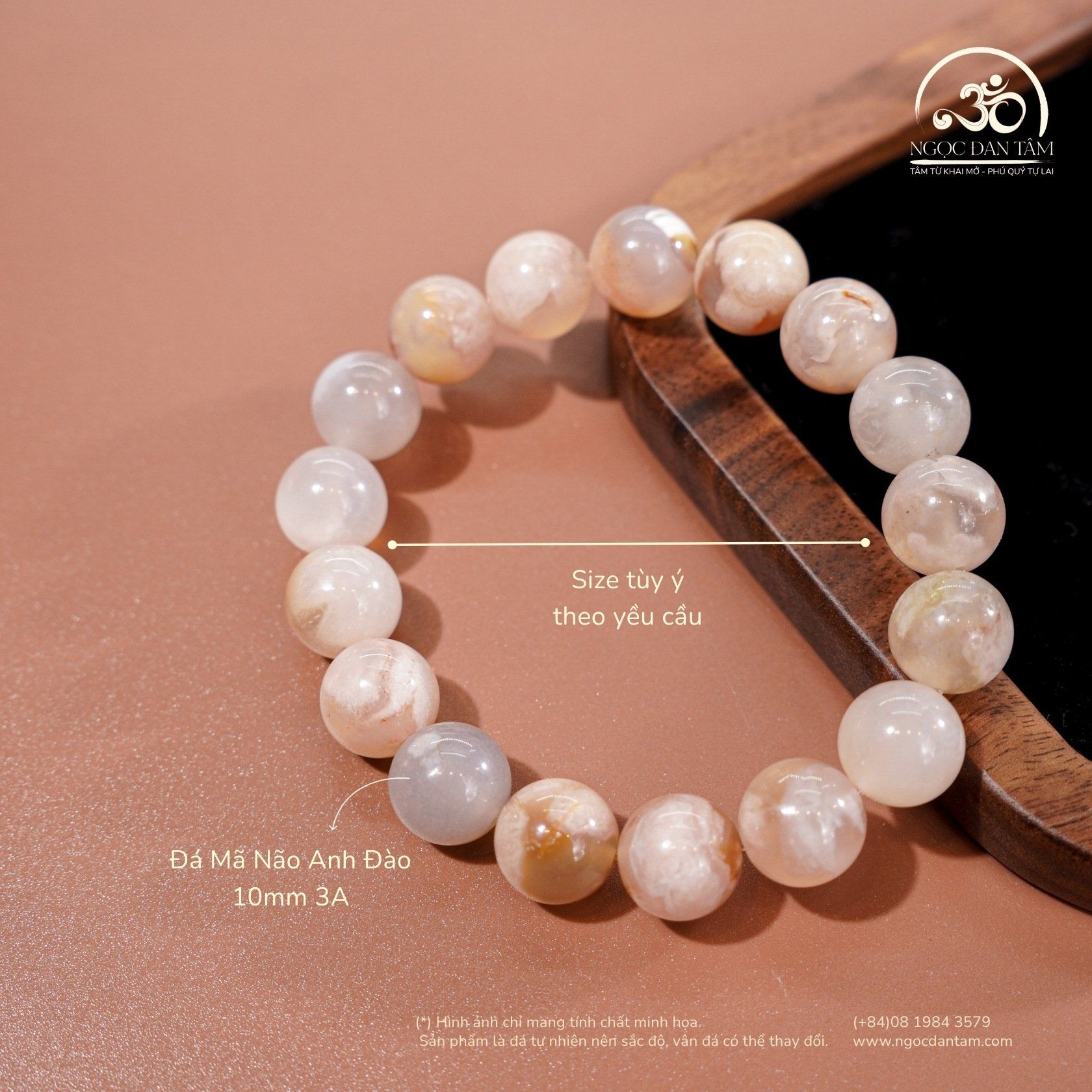  Vòng Tay Mã Não Anh Đào 10mm 3A 