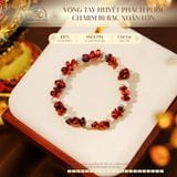  Vòng Tay Huyết Phách Phối Charm Bi Bạc Xoắn Lớn 