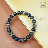  Vòng Tay Iolite 8mm 2A Phối Charm Bạc Chữ Vạn 