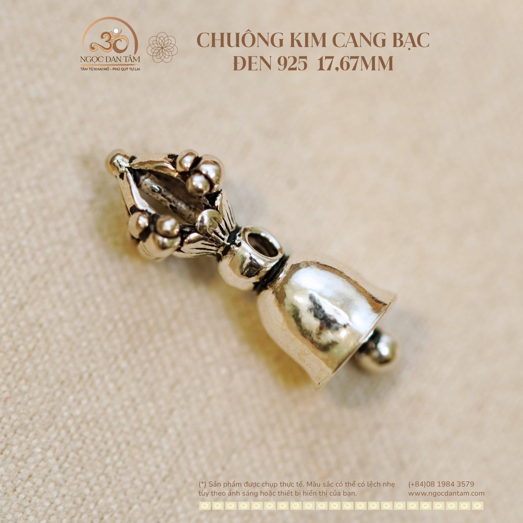 Chuông Kim Cang Bạc Đen 925 