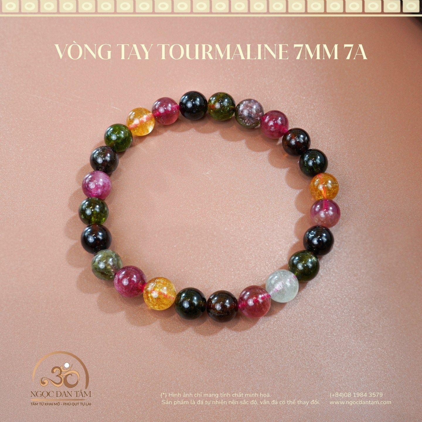  Vòng Tay Đá Tourmaline 7mm 7A 