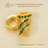  Charm Tròn Dẹp Xanh Lá 7.86mm - Bạc 925 Mạ Vàng Cao Cấp 