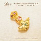  Charm Mỏ Neo Đính Đá Hồng 13mm - Bạc 925 Mạ Vàng Cao Cấp 
