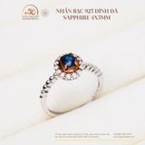  Nhẫn Bạc 925 Đính Đá Sapphire 4x5mm 