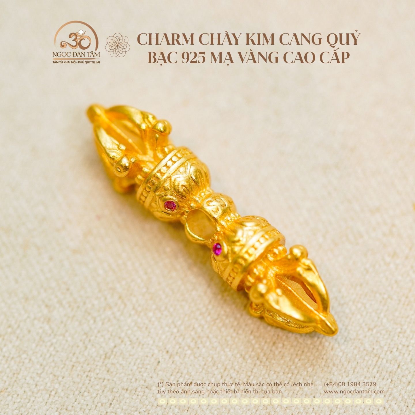  Charm Chày Kim Cang Quỷ - Bạc 925 Mạ Vàng Cao Cấp 