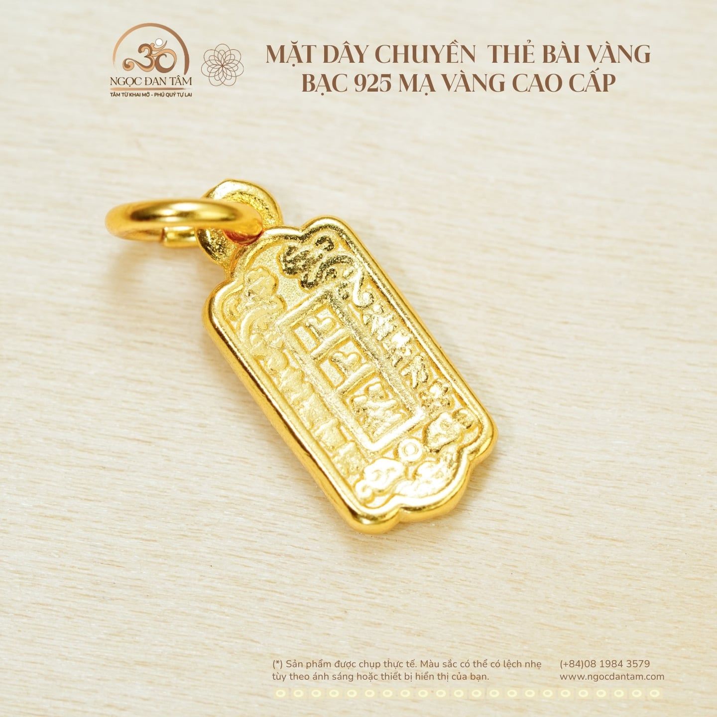  Mặt Dây Chuyền Thẻ Bài Vàng - Bạc 925 Mạ Vàng Cao Cấp 