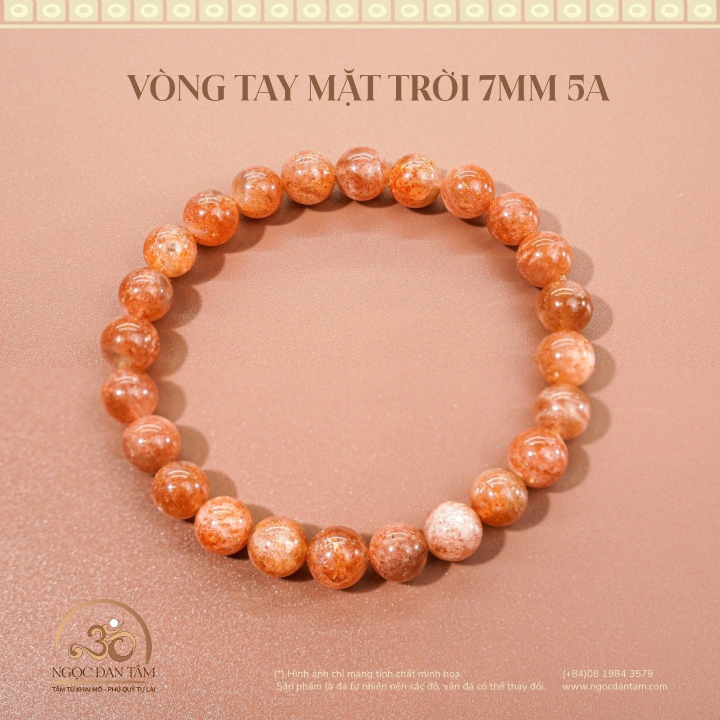  Vòng Tay Đá Mặt Trời 7mm 5A 