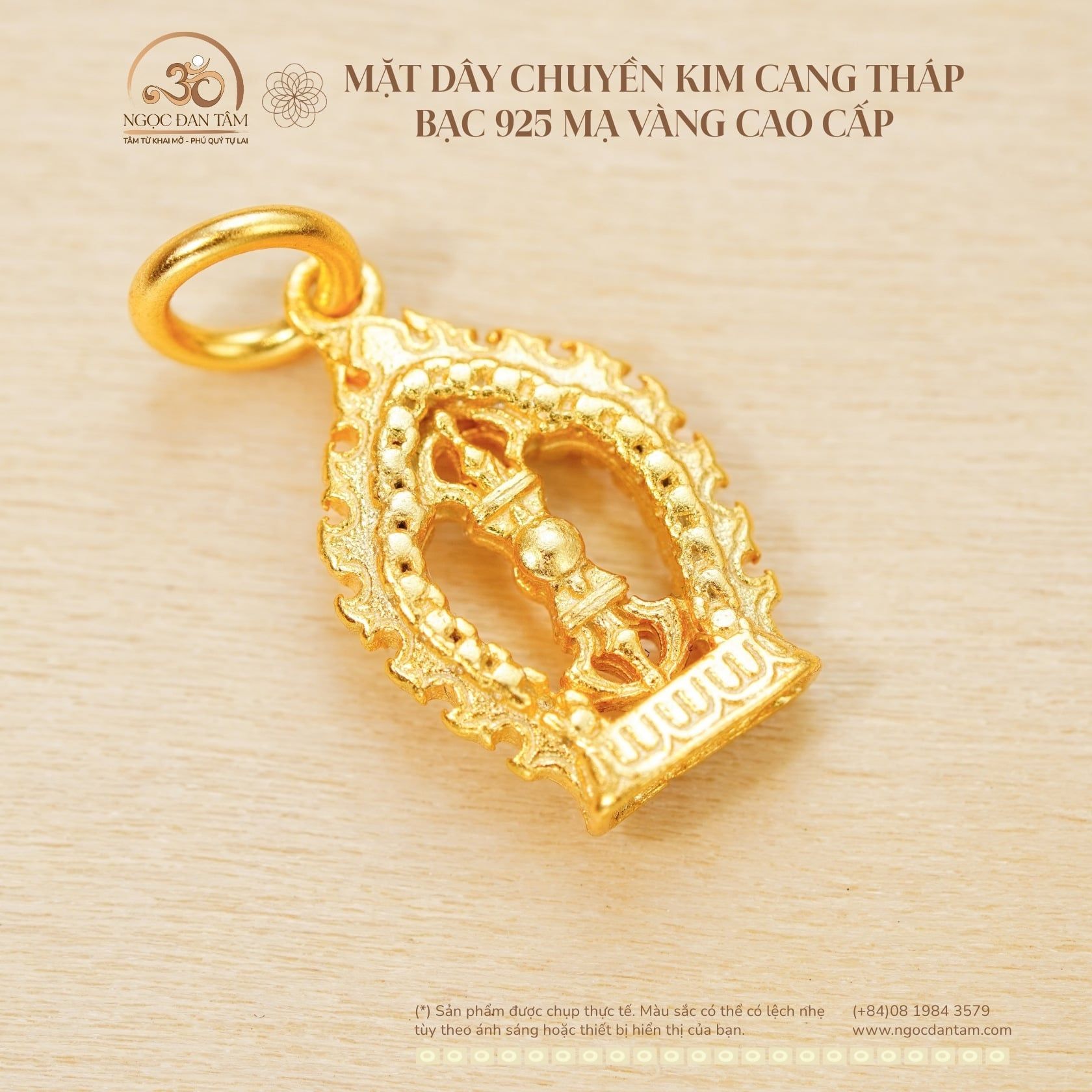  Mặt Dây Chuyền Kim Cang Tháp - Bạc 925 Mạ Vàng Cao Cấp 