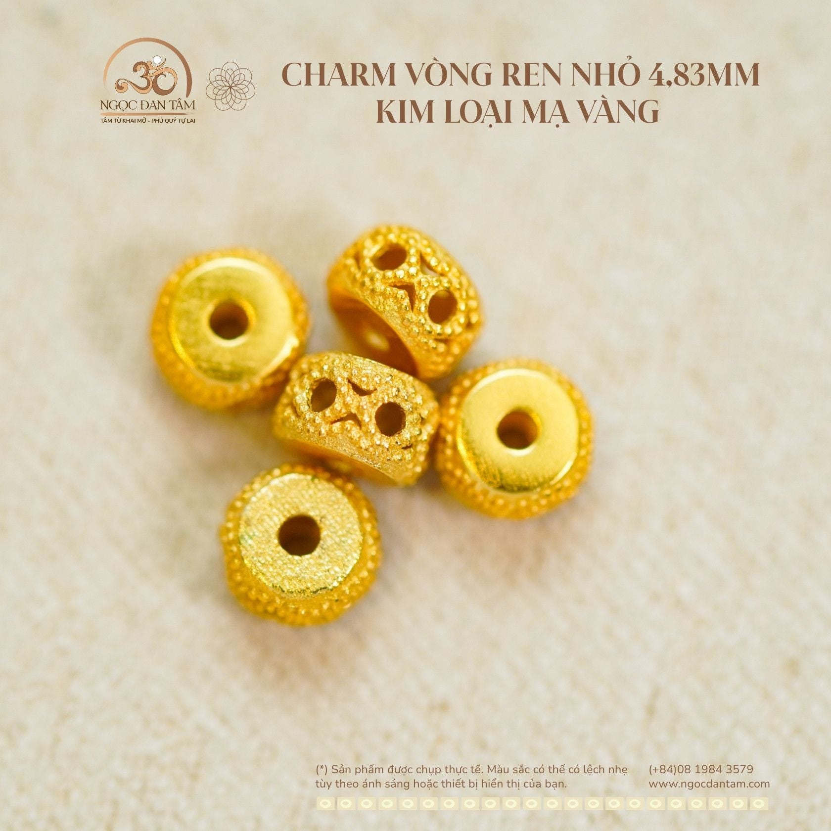  Charm Đệm Vòng Ren Nhỏ - Kim Loại Mạ Vàng 