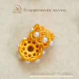  Charm Hoa bạc mạ vàng 8,86mm - Bạc 925 Mạ Vàng Cao 
