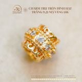  Charm Trụ Tròn Đính Hạt Trắng 9,21mm - Kim Loại Mạ Vàng 14K 