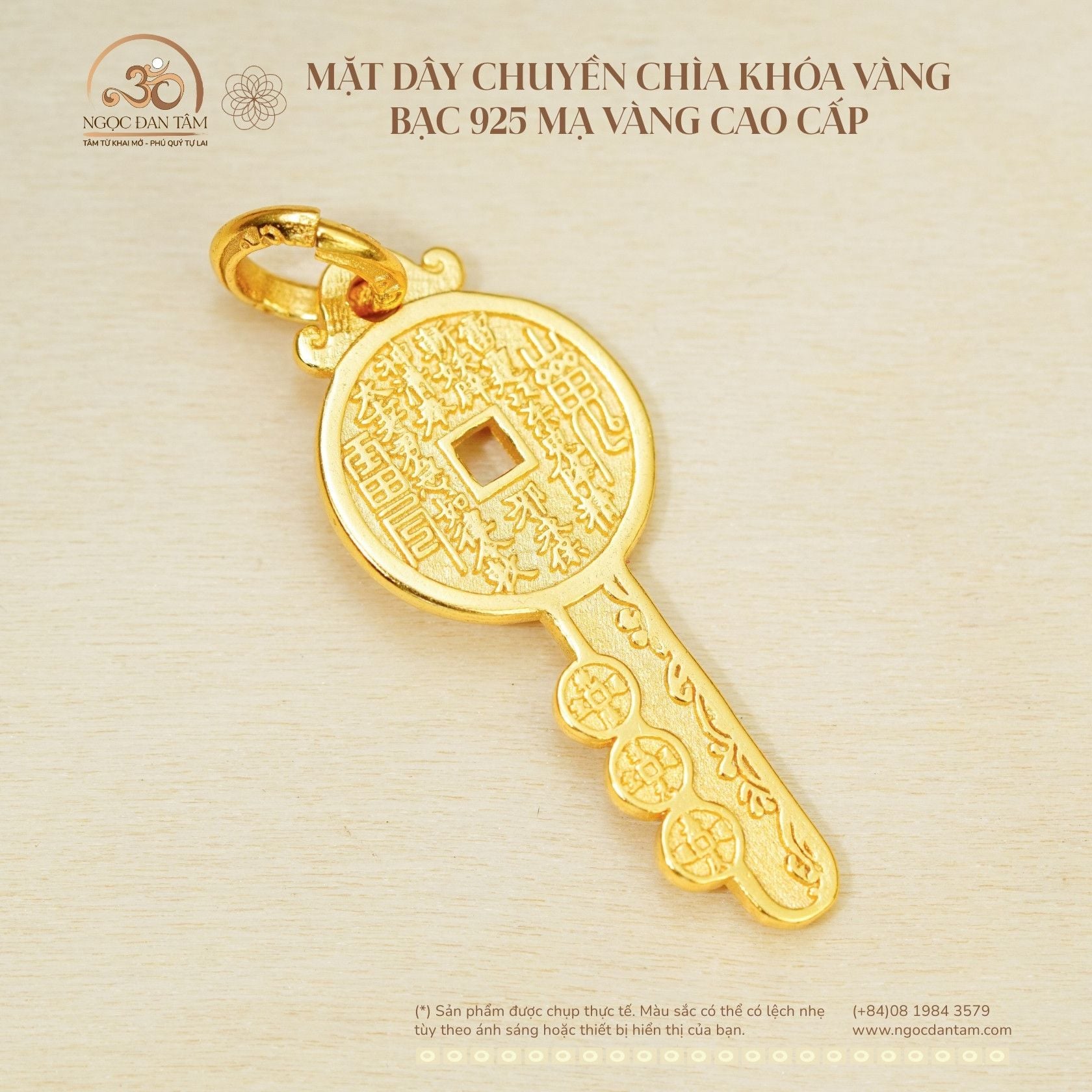  Mặt Dây Chuyền Chìa Khóa Vàng - Bạc 925 Mạ Vàng Cao Cấp 