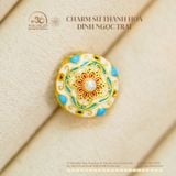  Charm Sứ Thanh Hoa Đính Ngọc Trai 13,30mm - Kim Loại Mạ Vàng Cao Cấp 