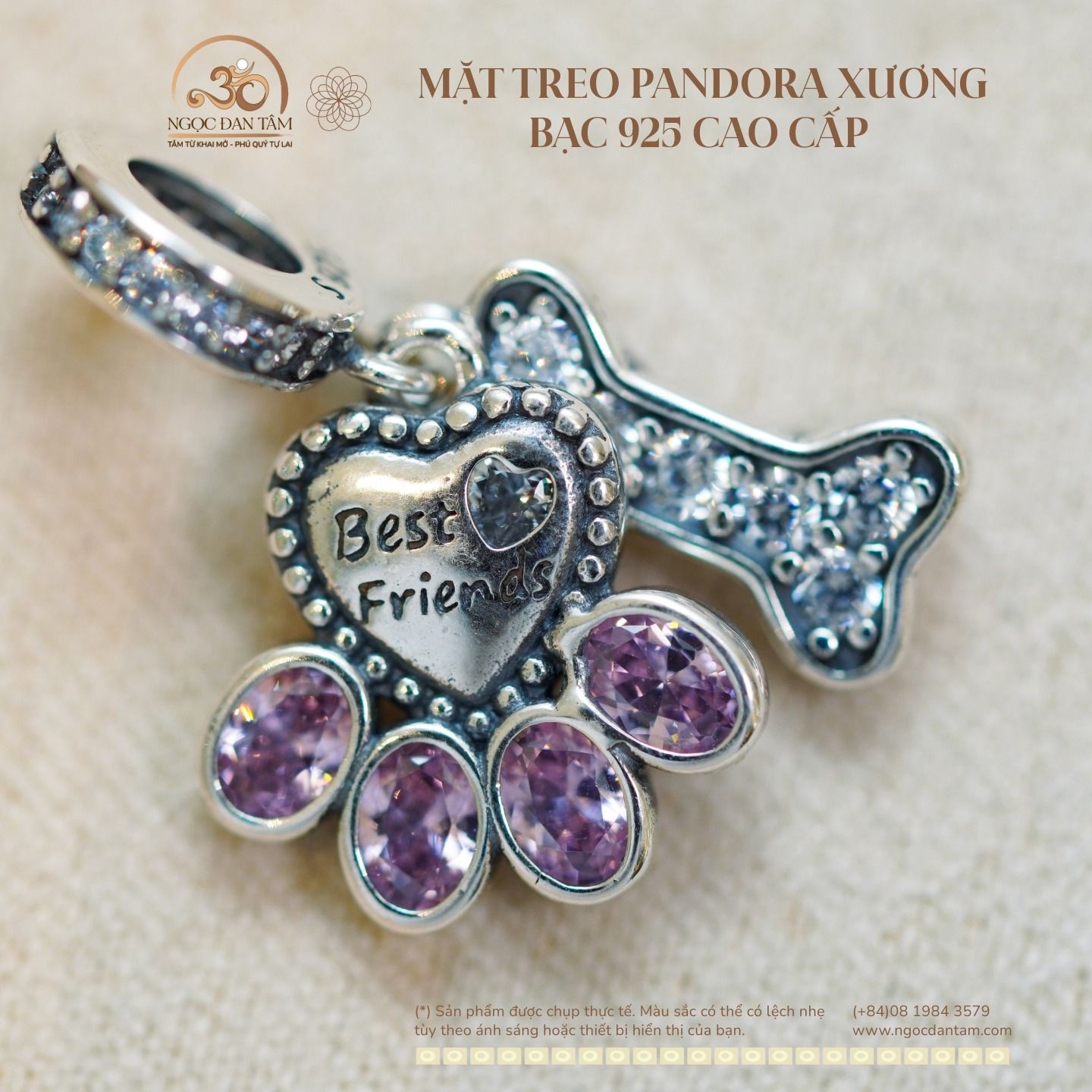  Mặt Treo Pandora Xương 12,34mm - Bạc 925 Cao Cấp 