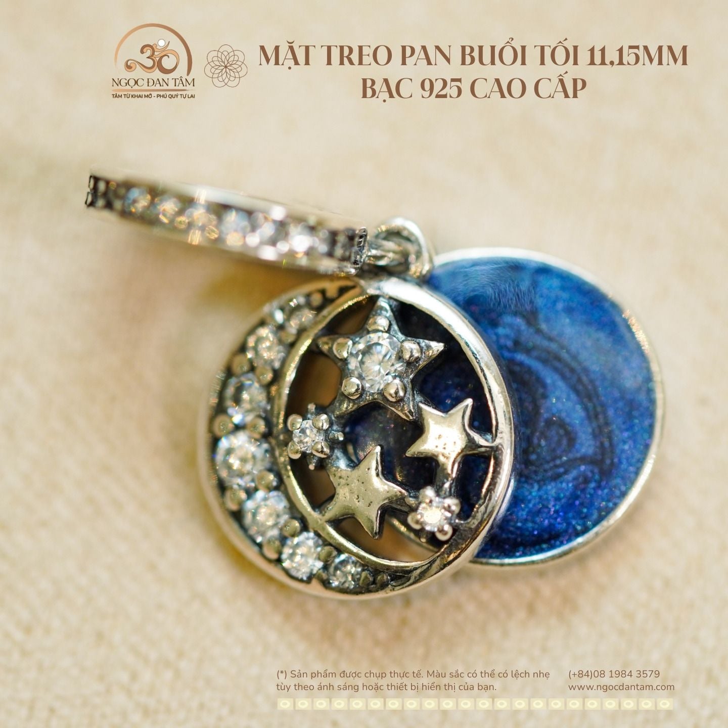  Mặt Treo Pan Buổi Tối 11.15mm - Bạc 925 Mạ Vàng 