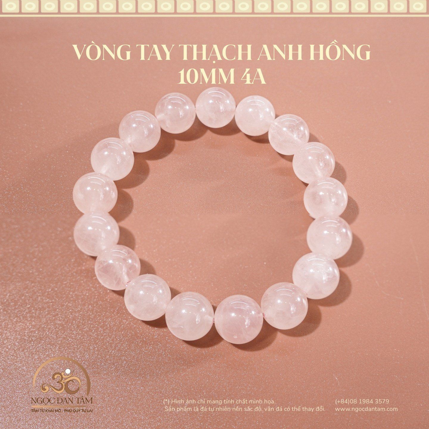  Vòng Tay Thạch Anh Hồng 10mm 4A 
