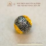  Hạt Tròn Hoa Văn 11,27mm - Bạc Mạ Vàng Cao Cấp 