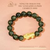  Vòng Tay Thạch Anh Tóc Xanh 12mm 4A Phối Charm Tỳ Hưu 