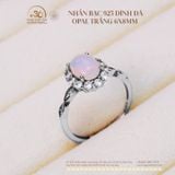  Nhẫn Bạc 925 Đính Đá Opal Trắng 6x8mm 