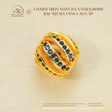  Charm Tròn Xoắn Đá Xanh 8.88mm - Bạc 925 Mạ Vàng Cao Cấp 