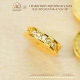  Charm Tròn Dẹp Đính Đá Lớn 7.83mm - Bạc 925 Mạ Vàng Cao Cấp 