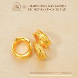  Charm Tròn Gân 6.60mm - Bạc 925 Mạ Vàng Cao Cấp 