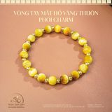  Vòng Tay Mắt Hổ Vàng 6x8mm Thuôn Phối Charm 
