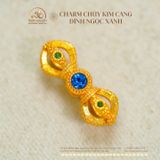 Charm Chùy Kim Cang Đính Ngọc Xanh 15,83mm - Charm Kim Loại Mạ Vàng Cao Cấp 