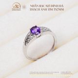  Nhẫn Bạc 925 Đính Đá Thạch Anh Tím 5x7mm 