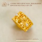  Charm Tròn Đính Ngọc Trai 10.68mm - Kim Loại Mạ Vàng 