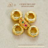  Charm Tròn Dẹp Đính Đá 6mm - Kim Loại Mạ Vàng Cao Cấp 
