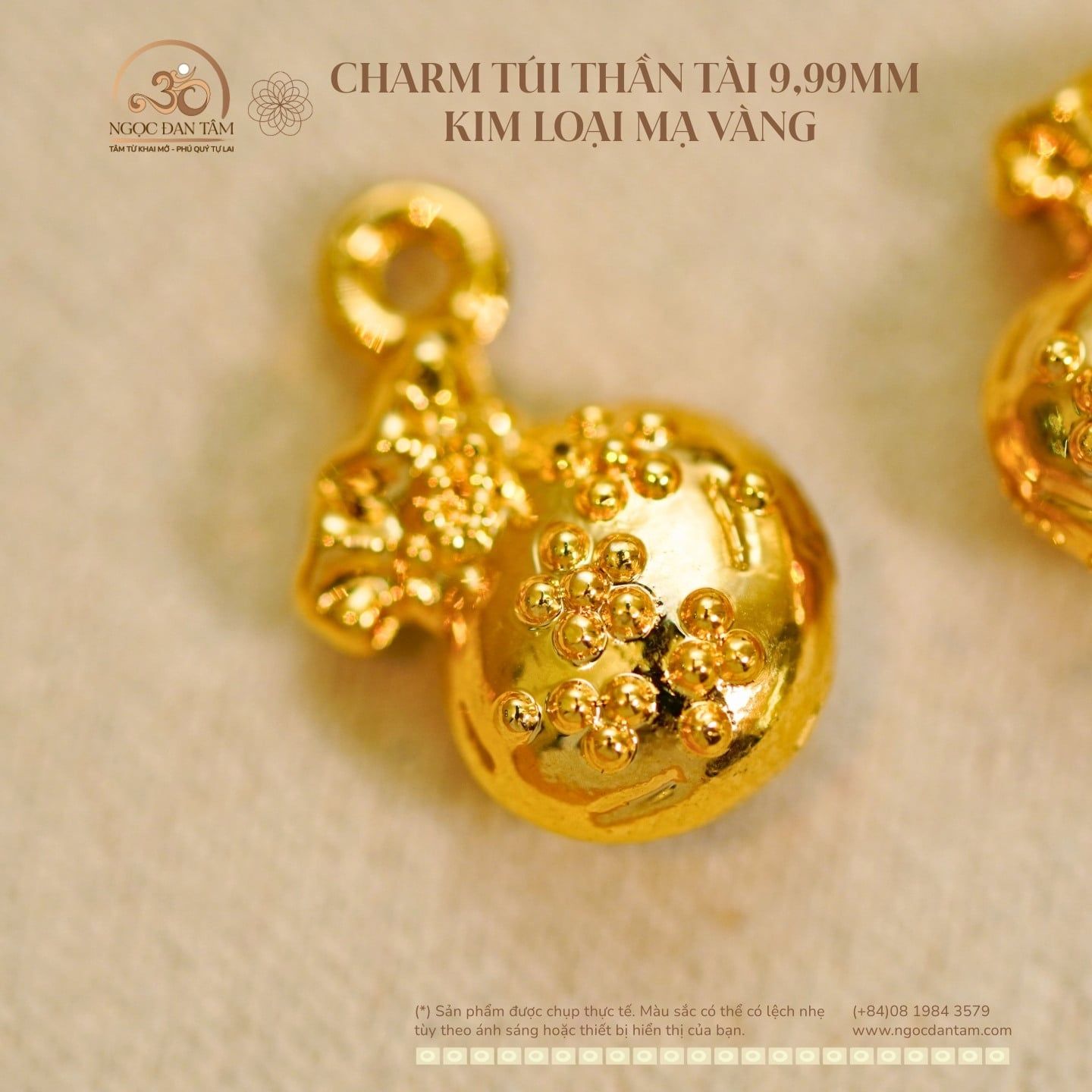  Charm Túi Thần Tài 9.99mm - Kim Loại Mạ Vàng 