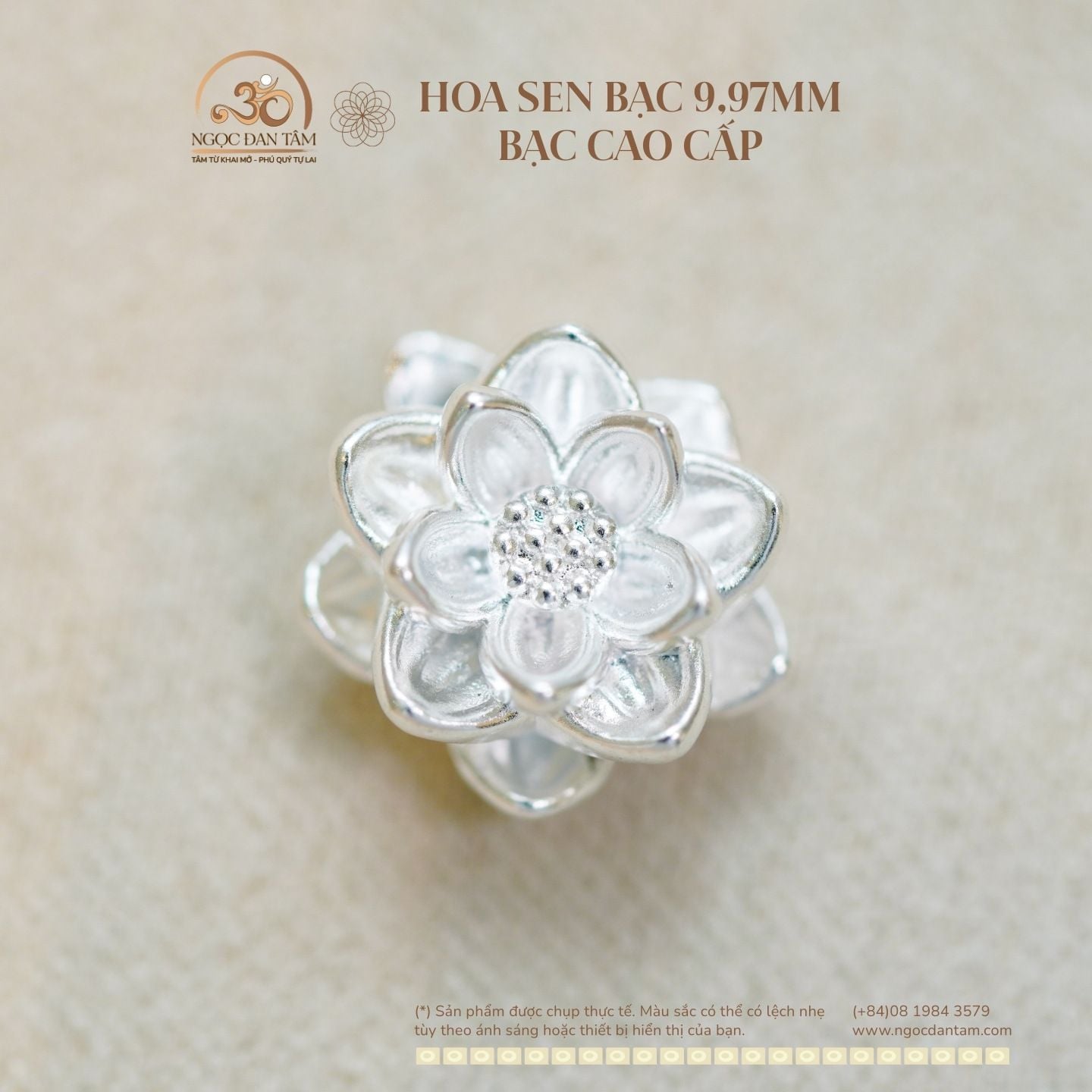  Hoa Sen Bạc 9.97mm - Bạc Cao Cấp 