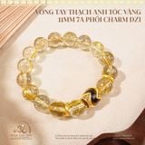  Vòng Tay Thạch Anh Tóc Vàng Phối Charm Dzi 11mm7A 