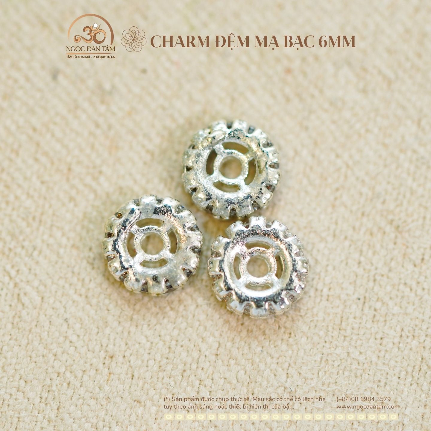  Charm Đệm Mạ Bạc 6mm 