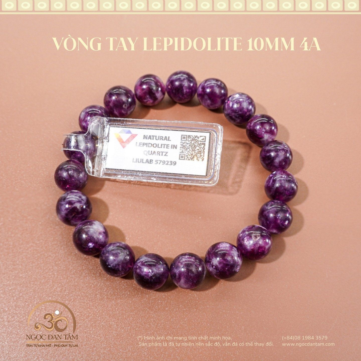  Vòng Tay Đá Lepidolite 8mm -  10mm 4A 