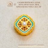  Charm Bướm Ren Xanh Băng Đính Ngọc Trai 11,09mm - Kim Loại Mạ Vàng Cao Cấp 