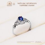  Nhẫn Bạc 925 Đính Đá Sapphire 4x6mm 