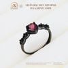 Nhẫn Bạc Đen 925 Đính Đá Garnet 6mm