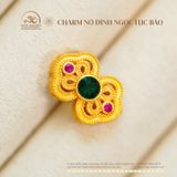  Charm Nơ Đính Ngọc Lục Bảo 17,5mm - Kim Loại Mạ Vàng Cao Cấp 
