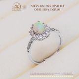  Nhẫn Bạc 925 Đính Đá Opal Hoa 6x8mm 