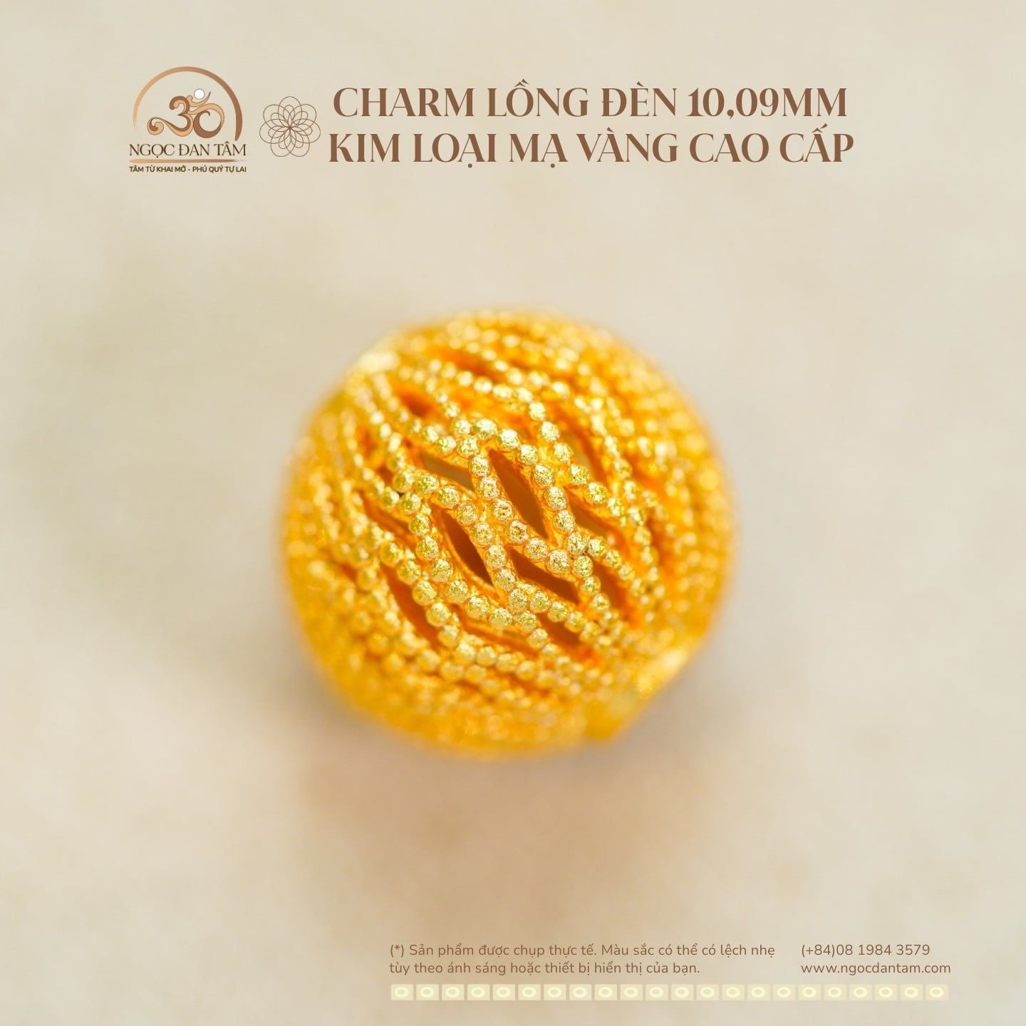  Charm Lồng Đèn 10,09mm - Kim Loại Mạ Vàng Cao Cấp 